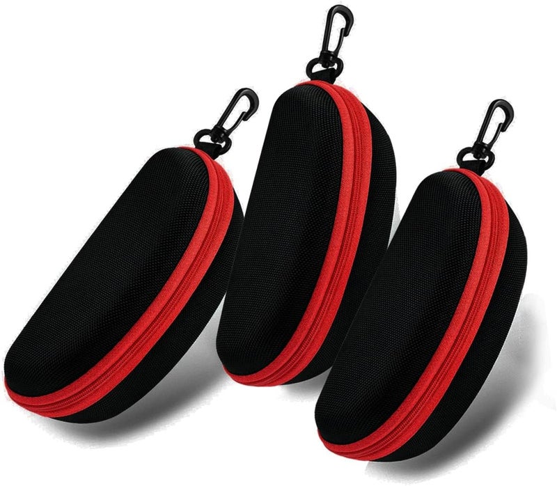 SteelFever 3pcs Zipper Hard Shell Sunglasses Case and Eyeglasses Case Portable Travel Glasses Case with Plastic Hook - Image 1